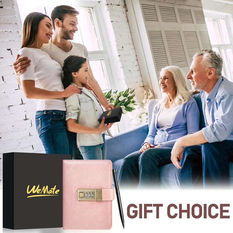 WEMATE A6 Journal with Lock - Vintage PU Leather Diary with Pen - Perfect for Men and Women - 4.3X 6.18in Rose Gold Keep Your Secrets Safe - Image 3